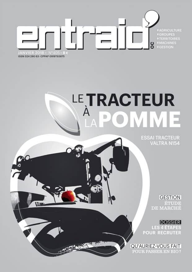 Couverture magazine Entraid 2018 abonnement janvier 2018 Couverture entraid magazine 2018 janvier "Le tracteur à la pomme"