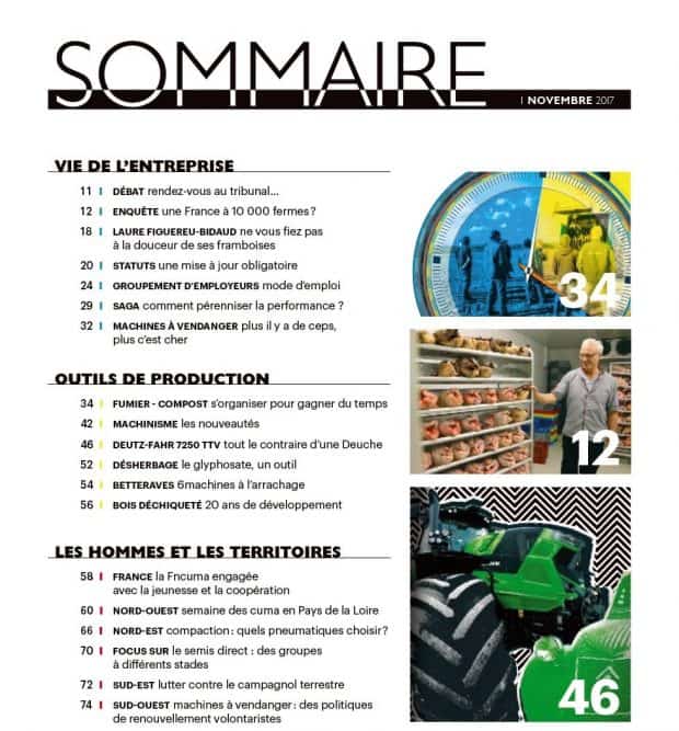 Sommaire Entraid magazine novembre 2017 : fumier, quelle organisation choisir ?