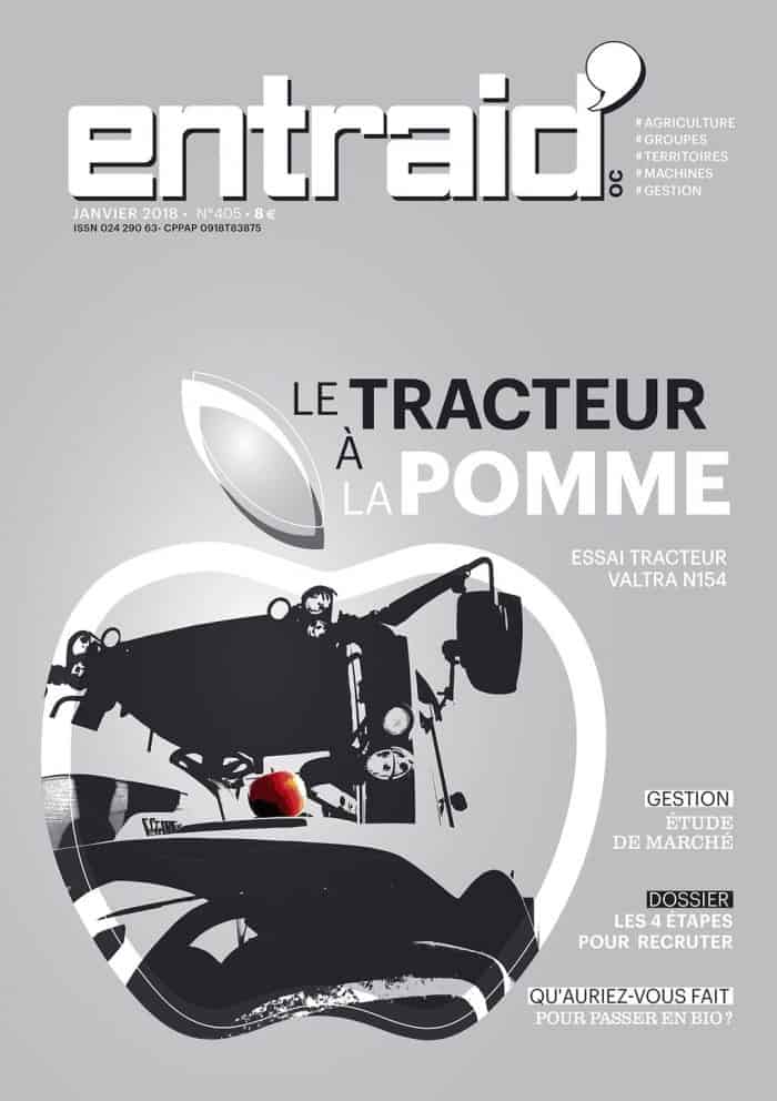 Couverture entraid magazine 2018 janvier "Le tracteur à la pomme"