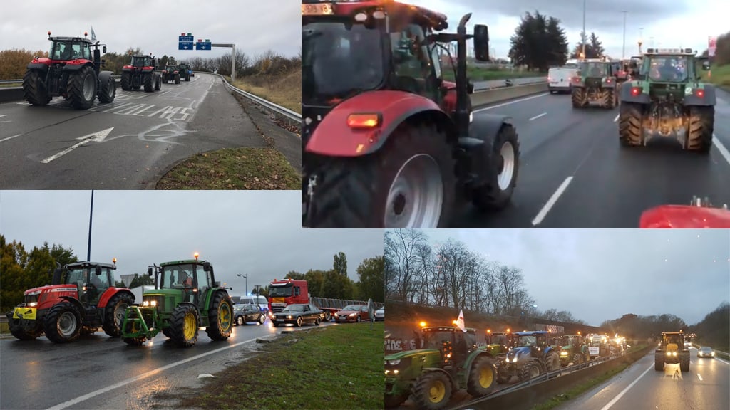Tracteurs agriculteurs montent manifester à Paris contre agribashing et mal etre de la profession