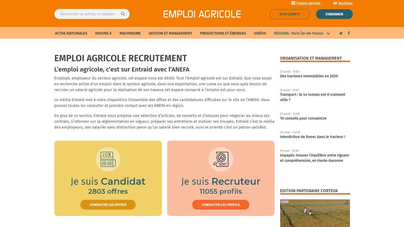 Emploi agricole anefa bourse de l'emploi