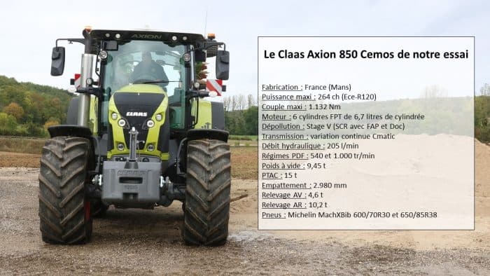 essai du Claas Axion 850 Cemos