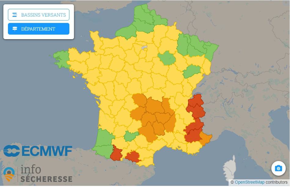 la majorité des département enregistre des températures moyennes supérieures à la normale