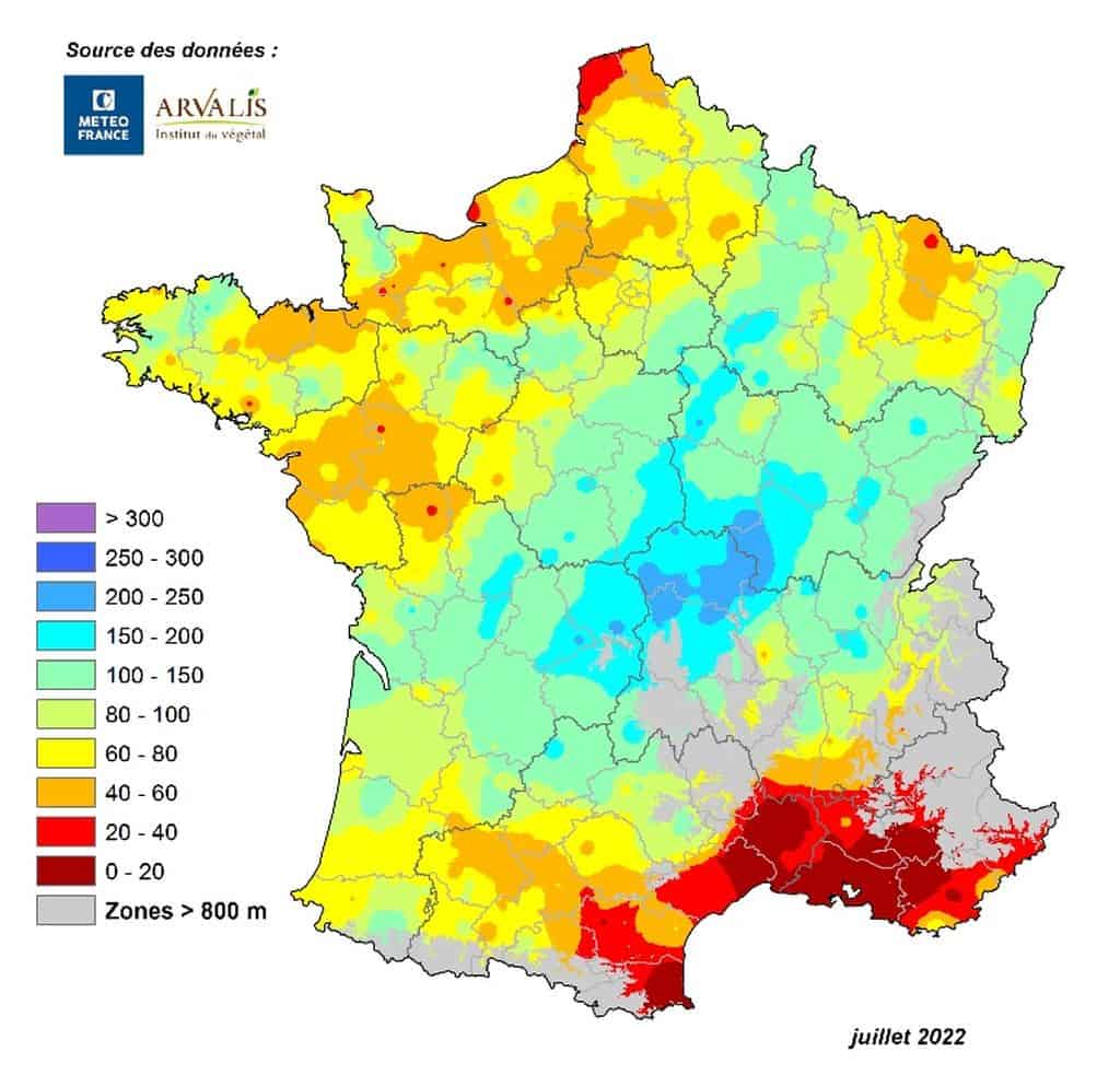 Pluviométrie au printemps 2022