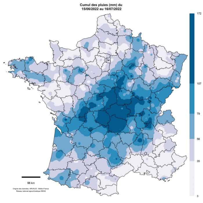 cumul pluies début été 2022