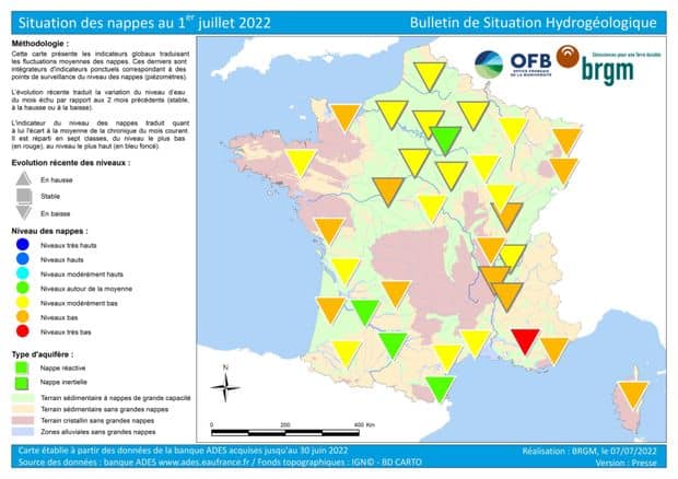 Le niveau des nappes phréatiques s'avère préoccupant dans le quart sud-est de la France