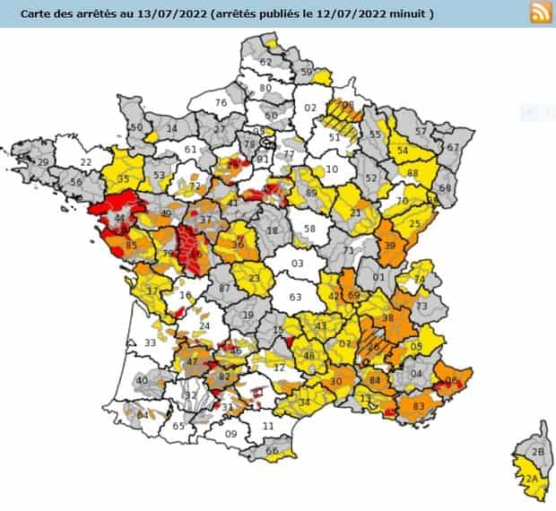 46 départements soumis à des restrictions des prélèvements d'eau à des fins agricoles