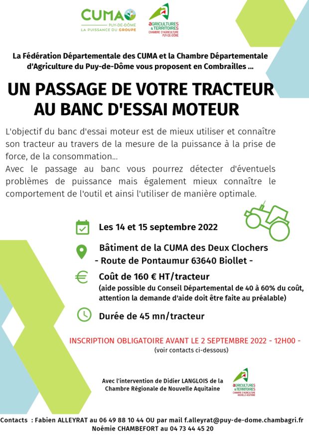 le banc d'essai moteur sera dans le Puy de Dôme les 14 et 15 septembre 2022