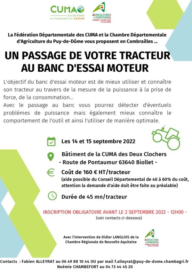 le banc d'essai moteur sera dans le Puy de Dôme les 14 et 15 septembre 2022