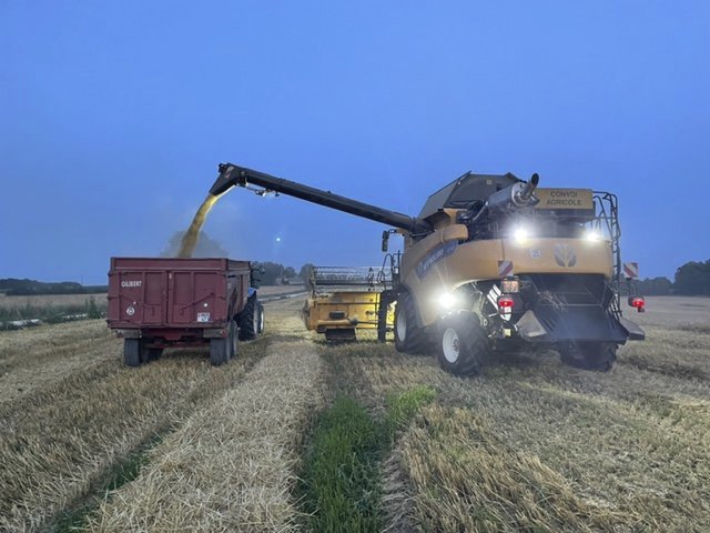 moisson à la cuma des coteaux de la Gélise après les effets du climat