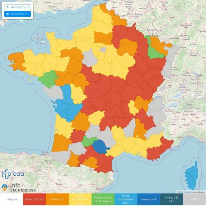 Une grande majorité des nappes phréatiques sont en déficit.