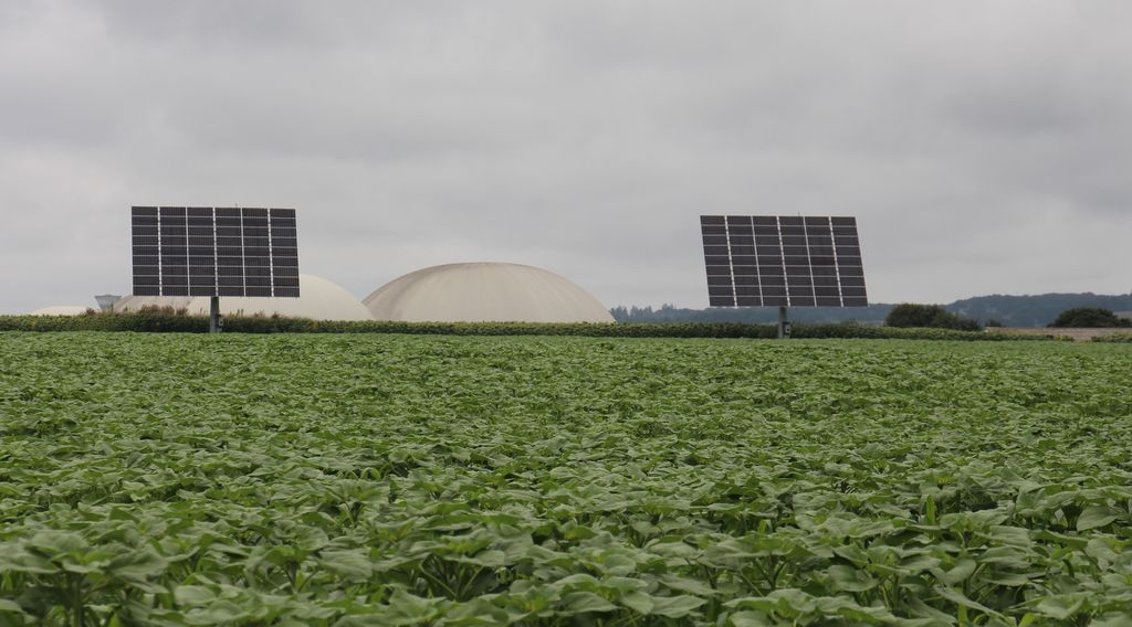 Paysage d'exploitation agricole produisant de l'énergie