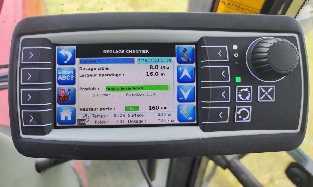 réglage d'épandeur à fumier Rolland Rollcontrol Acces Cible