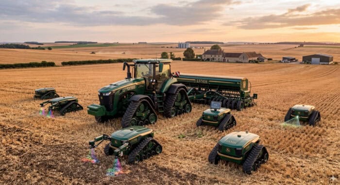 John Deere 8RX avec LVMH robots collaboratifs