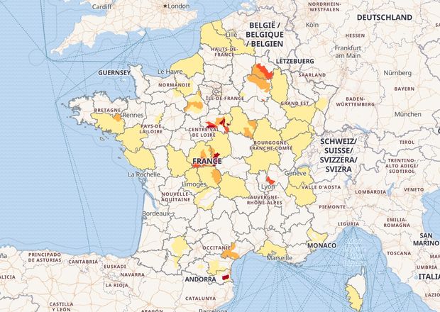 des départements concernés par des restrictions de l'usage de l'eau