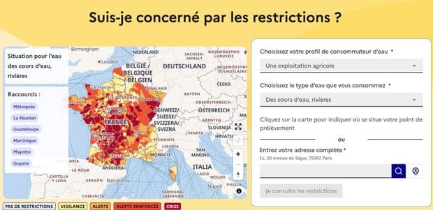 Des restrictions de l'usage de l'eau dans 62 départements.