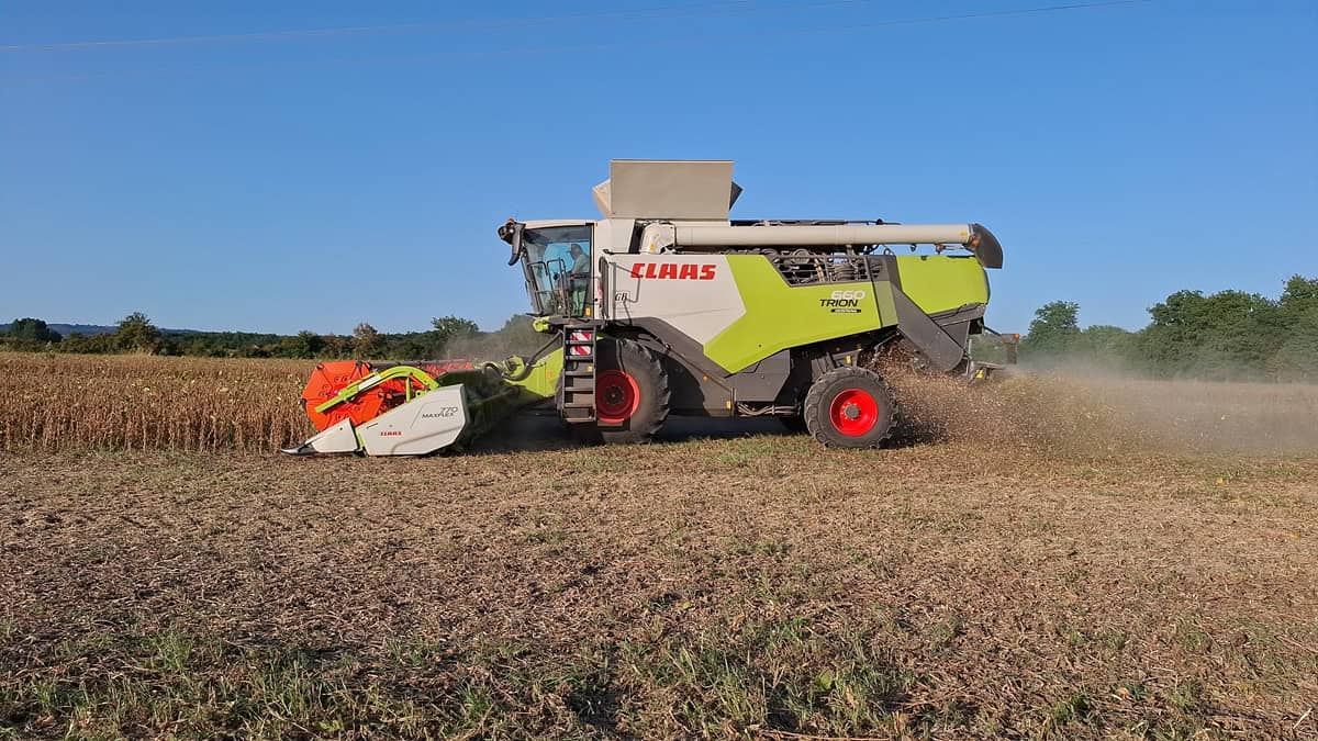 Moisson soja Claas Trion 660 Montana